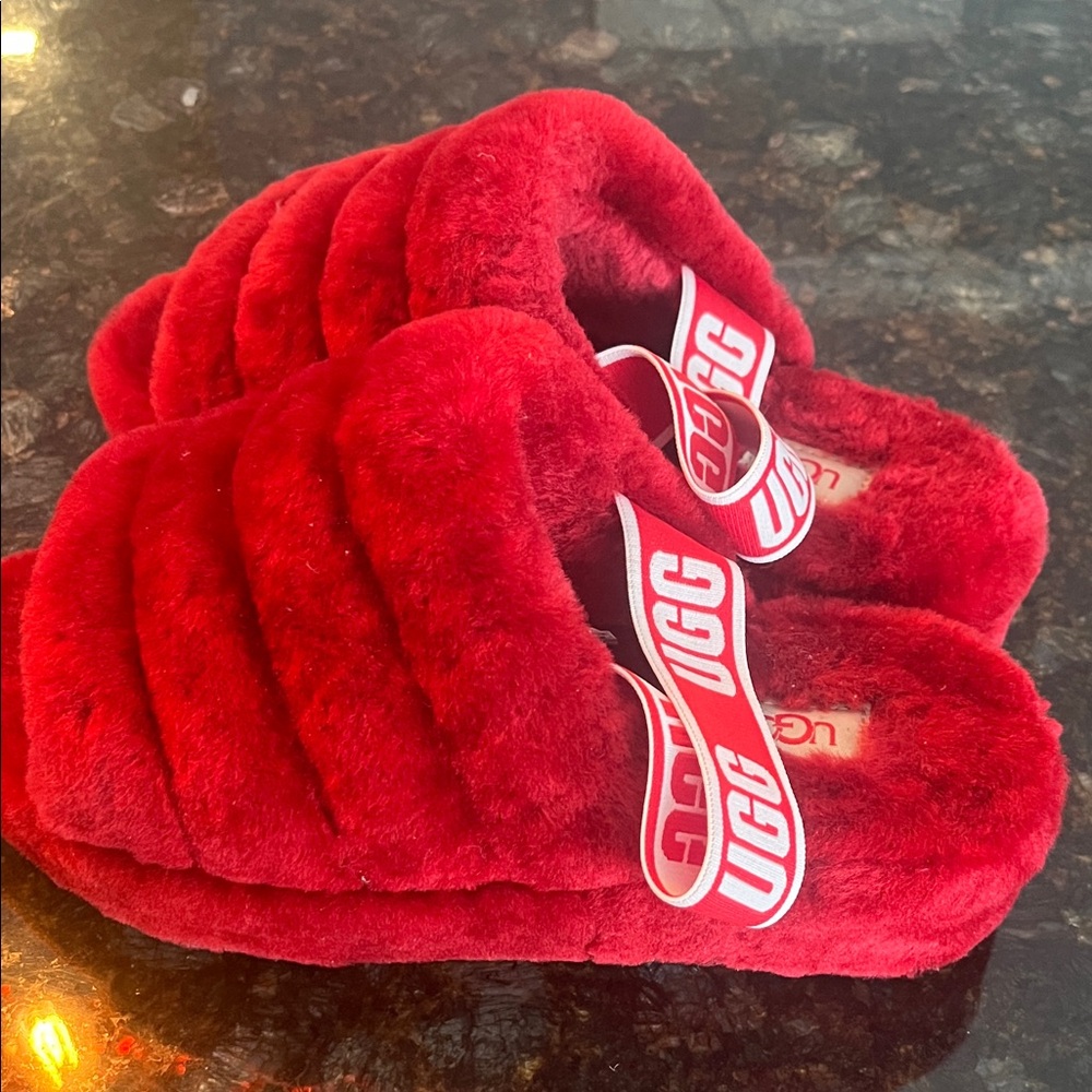UGG Red Plush Slippers